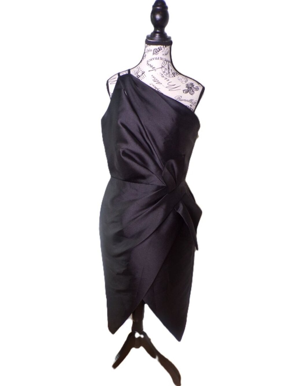🆕AMSALE Mik One Shoulder Big Bow Cocktail Dress Black 10 - Picture 12 of 13